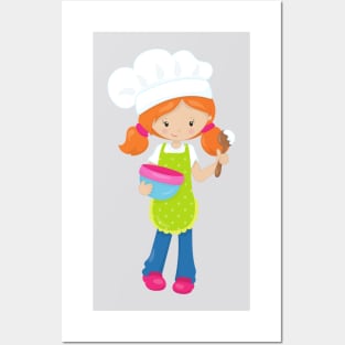 Baking, Baker, Bakery, Cute Girl, Orange Hair Posters and Art